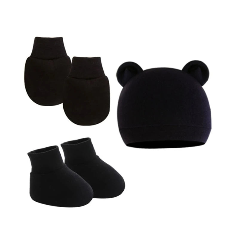 Newborn Hat Gloves Socks Set for Baby Boy Girl Cotton Fall Casual Photography Props Soft Headwear Infant Nightcap-Dollar Bargains Online Shopping Australia