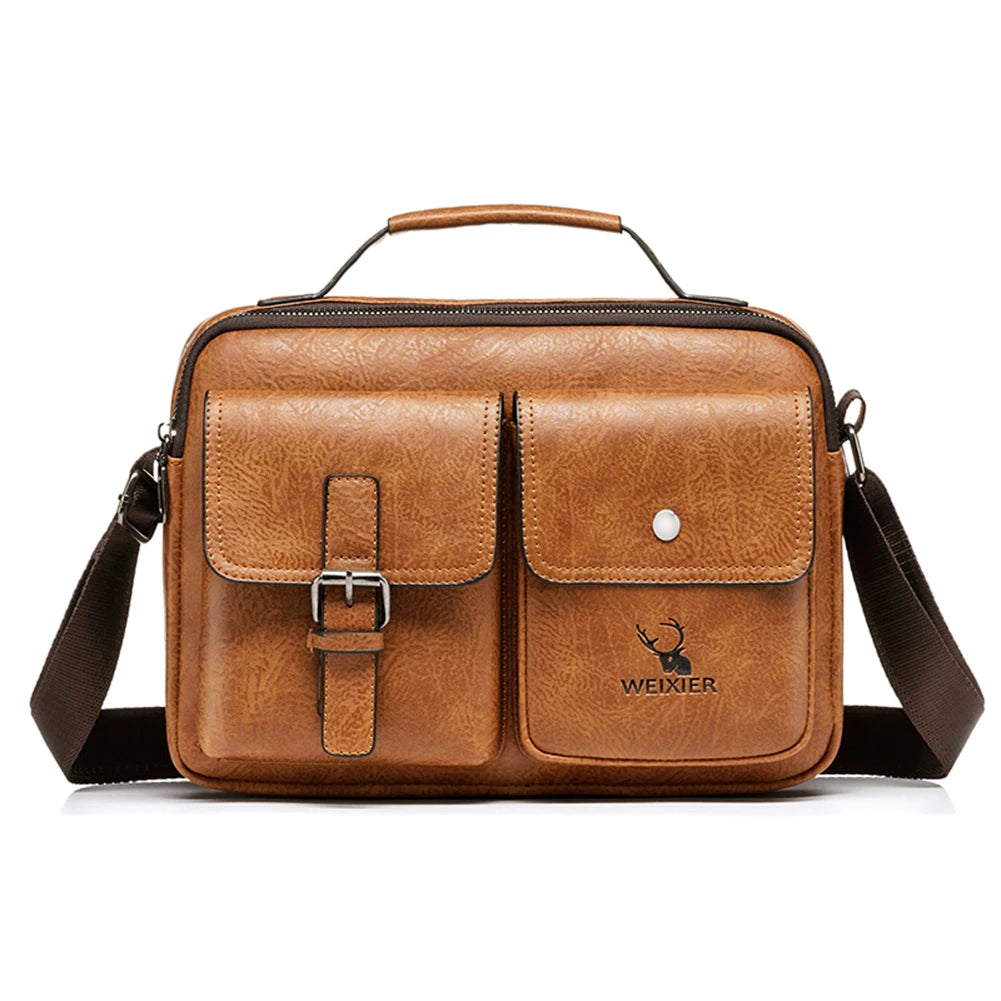 Men Shoulder Portable Leather Handbag Business Briefcase Multi Pockets Crossbody Bag Sling Bag-Dollar Bargains Online Shopping Australia