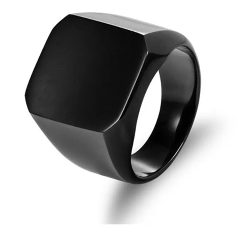 Metal Glossy Rings for Men Geometric Width Signet Square Finger Punk Style Fashion Ring Jewelry Accessories-Dollar Bargains Online Shopping Australia