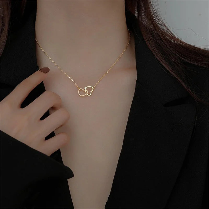 Love Heart Silver Necklace For Women Elegant Fashion Punk Party Pendant Chain Birthday Gift Sweet Accessories Charm Jewelry-Dollar Bargains Online Shopping Australia