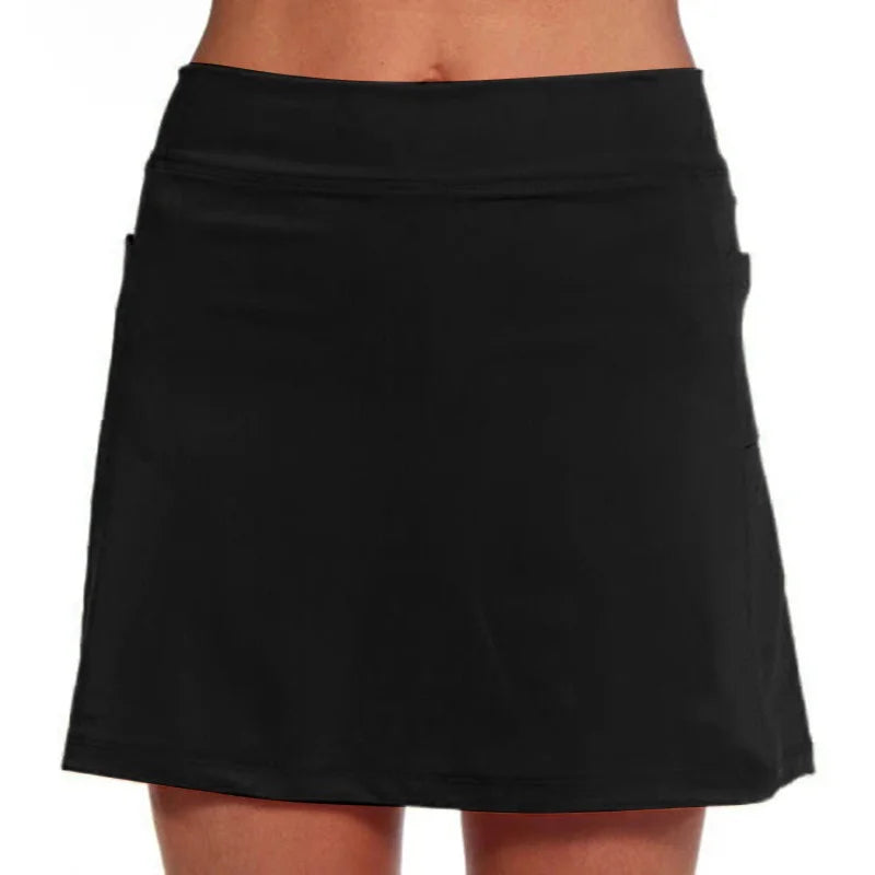 Womens Sports Skirts Solid Color Anti-exposure Skort Running Tennis Golf Shorts Breathable Short Dress with Pockets-Dollar Bargains Online Shopping Australia
