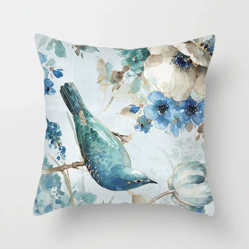 Oil Painting Flowers Decorative Pillowcase for Sofa Ginkgo Leaves Printed Polyester Cushion Cover 45x45cm Home Decor-Dollar Bargains Online Shopping Australia