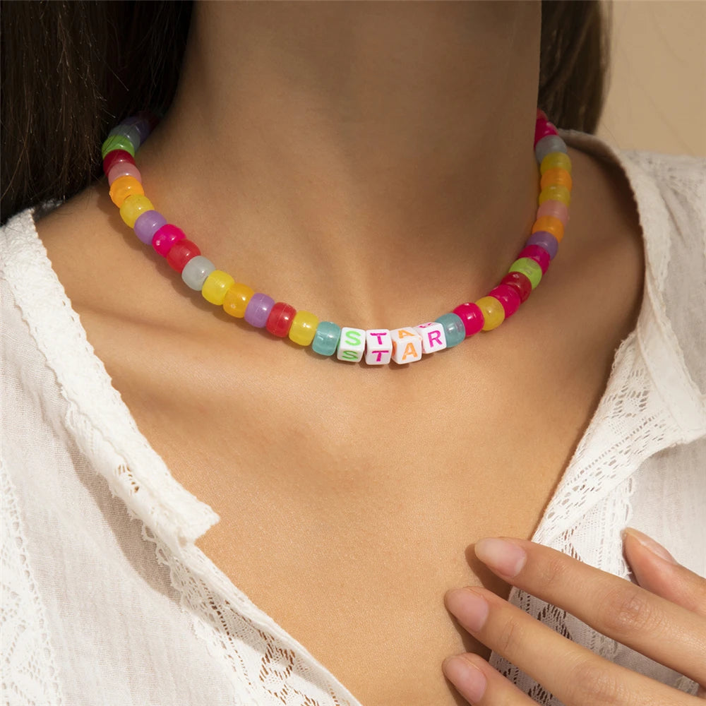 Boho Choker Simple Vintage Red Heart Shape Necklace For Women Fashion Collar Beads Jewelry Party Gift-Dollar Bargains Online Shopping Australia