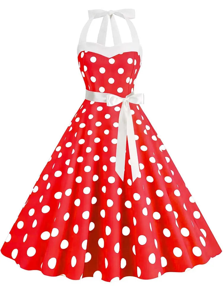 Vintage 50s 60s Women Summer Party Dress With Belt Pink Plaid Print Halter Hepburn Robe Rockabilly Dresses-Dollar Bargains Online Shopping Australia