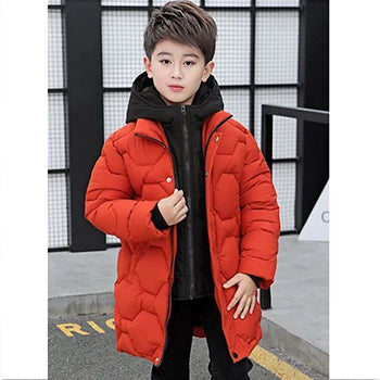 Jacket Autumn Winter Thicken Warm Teenager Kids Jackets Fashion Long Style Zipper Hooded Boys Coat-Dollar Bargains Online Shopping Australia