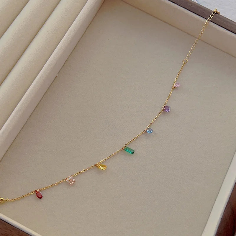 colored cubic zircon bracelet necklace jewelry set for women's fashion wedding jewelry-Dollar Bargains Online Shopping Australia
