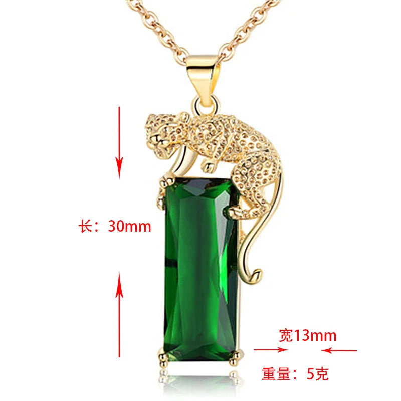 Exquisite Fashion Leopard Jadeite Tourmaline Pendant Necklace Ladies High-End Noble Temperament Necklace Jewelry Engagement Gift-Dollar Bargains Online Shopping Australia