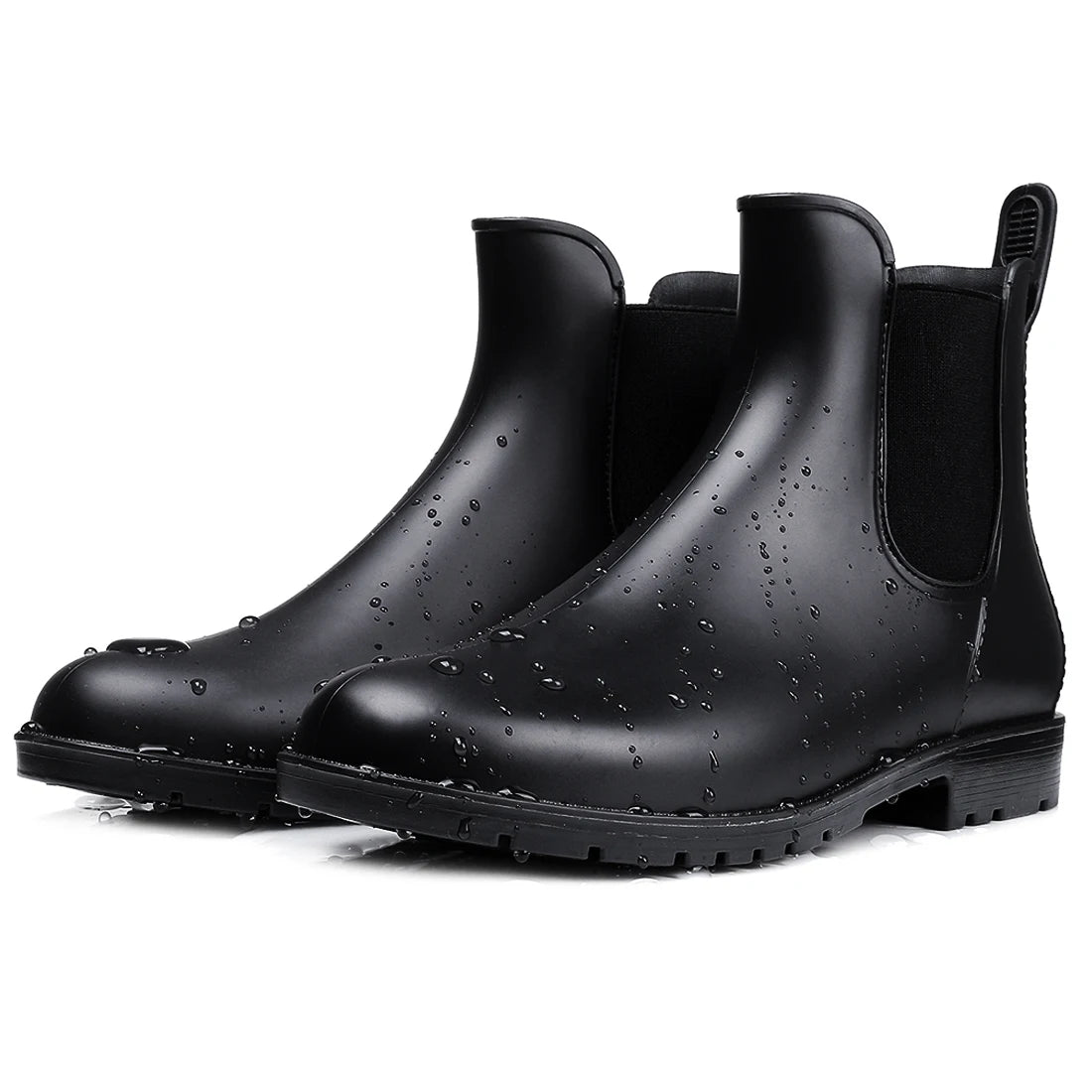 Women Chelsea Rain Boots Shiny Ankle Boots Waterproof Upper Toe Elastic Band Low Sole Fashion Non-slip Comfortable Boots-Dollar Bargains Online Shopping Australia