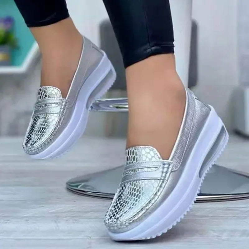 Luxury Designer Women Fashion Loafers Breathable Slip-On Vulcanized Shoes Casual Wedge Heel Lightweight Woman Sneakers-Dollar Bargains Online Shopping Australia