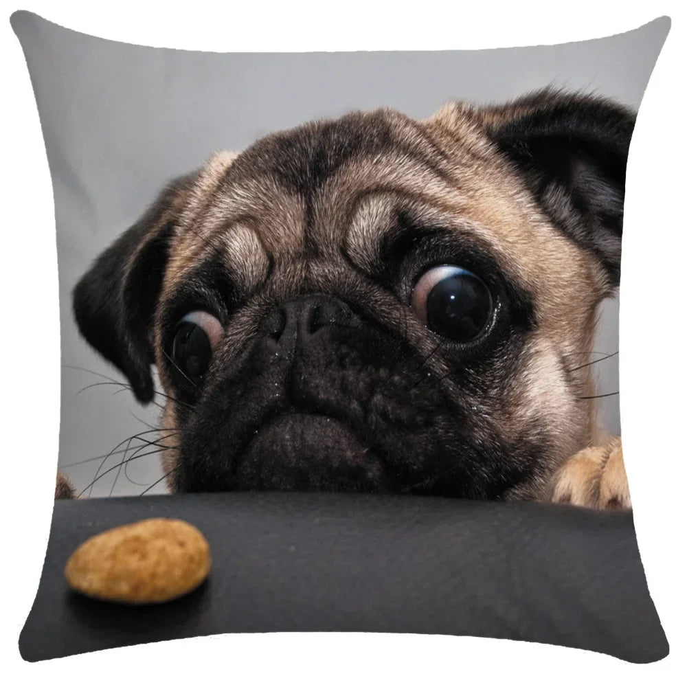 Pug Bulldog Print Cushion Cover Pets Dog Pillowcase For Home Sofa Decoration Polyester Lumbar Pillow Case Gift-Dollar Bargains Online Shopping Australia