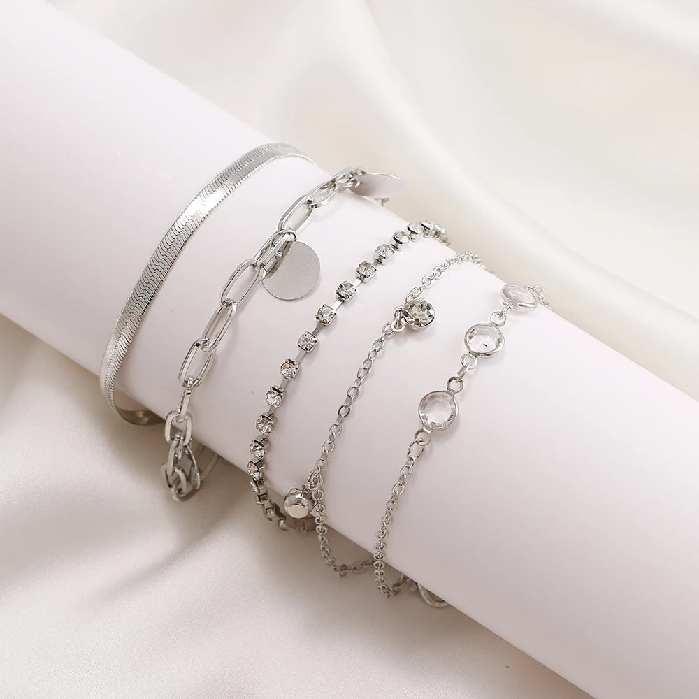 FNIO Bohemian Bracelets for Women Fashion Multilayer Beaded Chain Bracelets Set Charm Bracelet Bangles Jewelry Punk-Dollar Bargains Online Shopping Australia