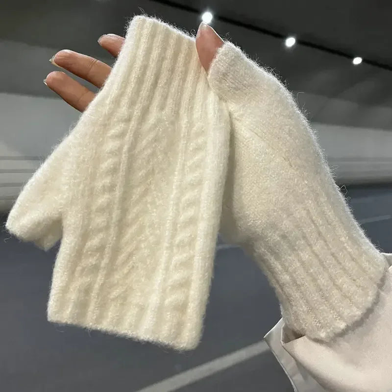 Half Finger Gloves for Women Winter Soft Warm Wool Knitting Arm Gloves Soft Warm Half Finger Handschoenen Unisex Mitten-Dollar Bargains Online Shopping Australia