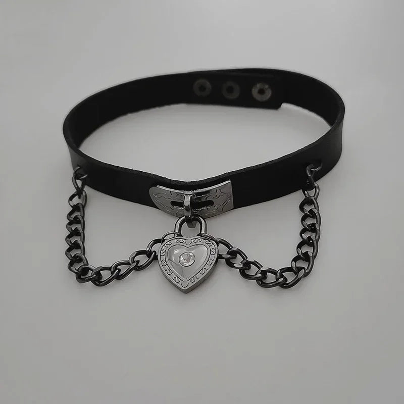 Cosplay Punk Collar Choker Sexy Harajuku PU Leather Black Chokers Necklace Chain Pendant Women Rock Gothic Neck Jewelry-Dollar Bargains Online Shopping Australia