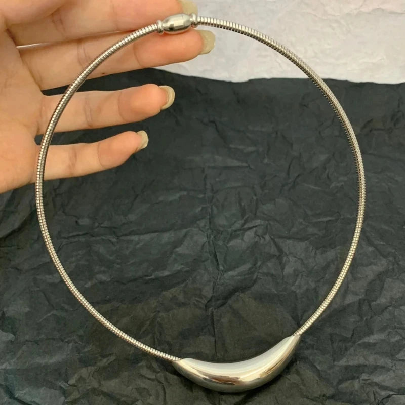 Metallic Stainless Steel Silver Plated Gold Color Choker Necklace For Women Girl Gift-Dollar Bargains Online Shopping Australia