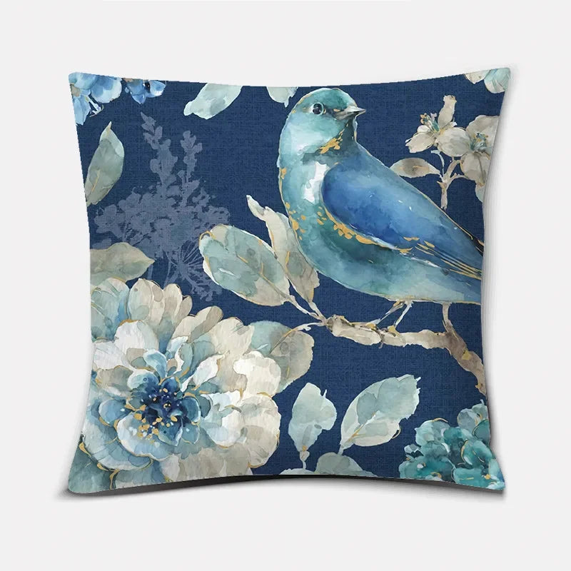 Oil Painting Flowers Decorative Pillowcase for Sofa Ginkgo Leaves Printed Polyester Cushion Cover 45x45cm Home Decor-Dollar Bargains Online Shopping Australia