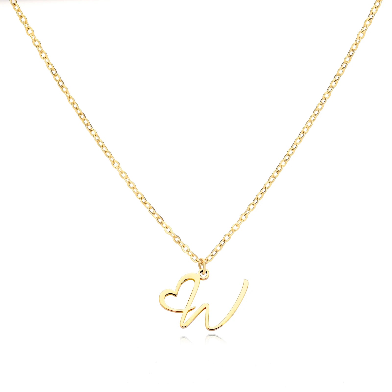 Heart Initial Letter Necklace for Women Gold Color Stainless Steel Necklace Jewelry Wedding Birthday-Dollar Bargains Online Shopping Australia