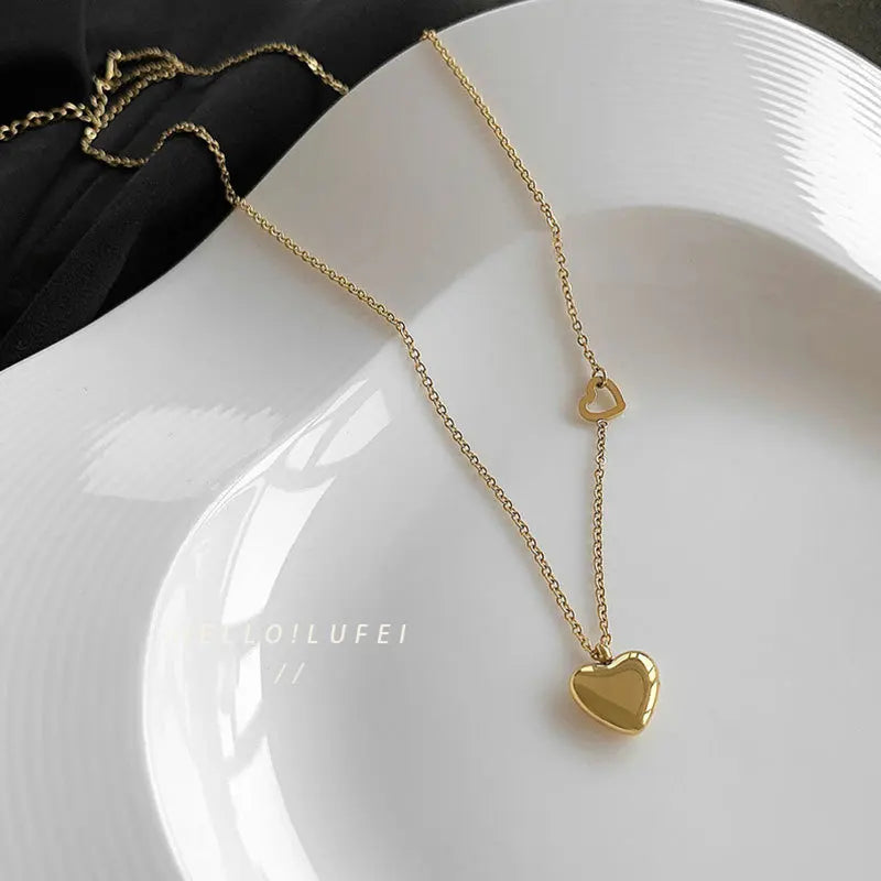 Love Heart Silver Necklace For Women Elegant Fashion Punk Party Pendant Chain Birthday Gift Sweet Accessories Charm Jewelry-Dollar Bargains Online Shopping Australia