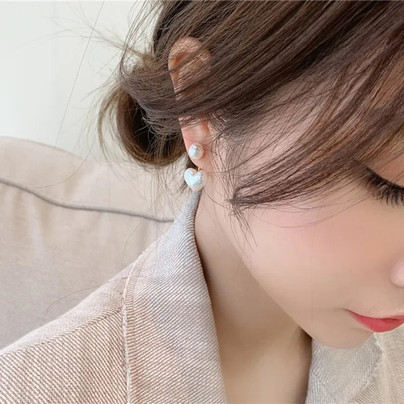 925 Silver Needle Korean Fashion Imitation Pear Earrings For Women Jewelry Luxury Women's Heart Stud Earrings-Dollar Bargains Online Shopping Australia