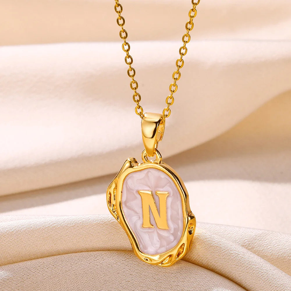 Y2K Stainless Steels Drip Oil 26 Letter Necklaces for Women Men Alphabet A-Z Initials Pendant Necklace Aesthetic Jewelry Gift-Dollar Bargains Online Shopping Australia