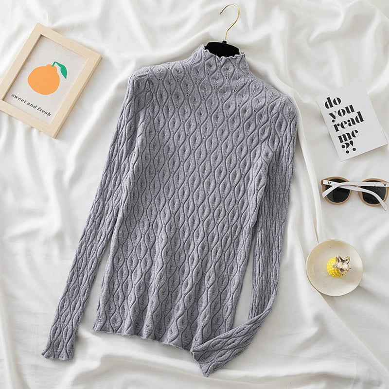 Soft Warm Cashmere Turtleneck Women Sweaters Knitted Slim Pullover Female Solid Jumper Pull Sweater Casual Tops-Dollar Bargains Online Shopping Australia