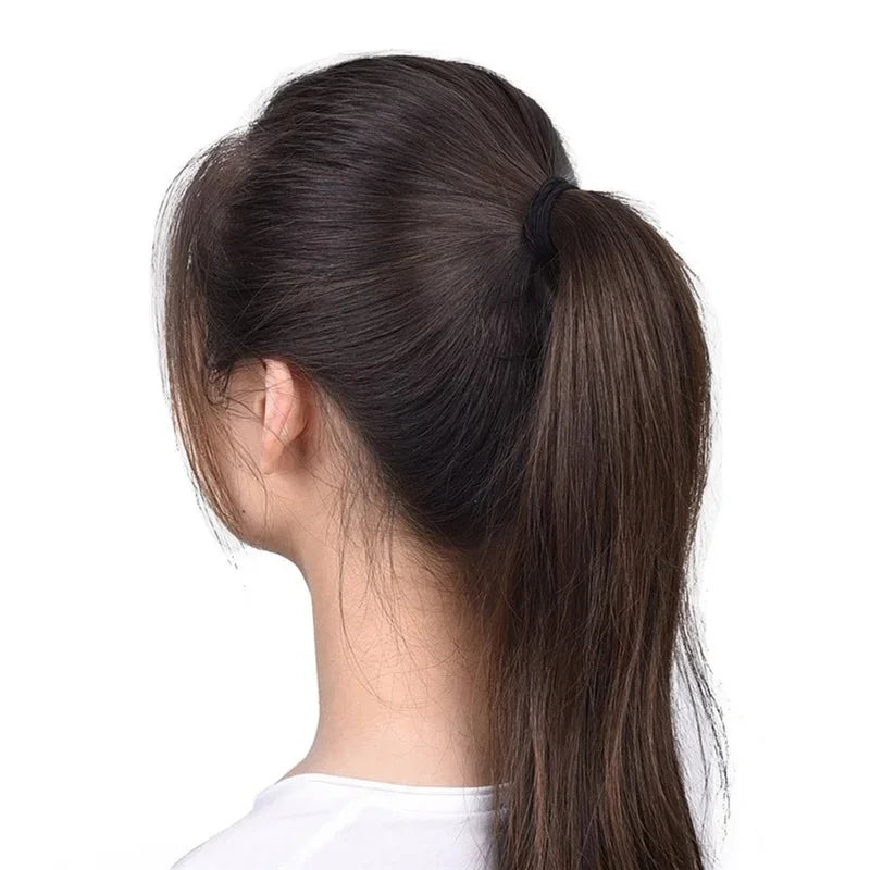 Thick Heavy No-metal Elastic Hair Ties Black Rubber Ponytail Holders Hair Bands-2mm