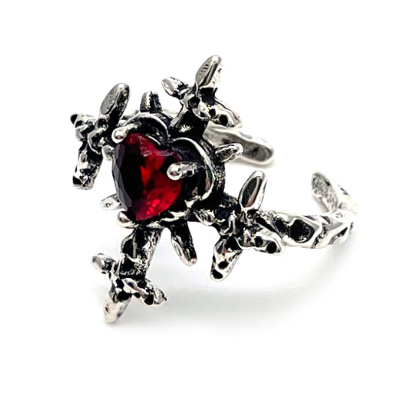 Women Ring Hip Hop Rings Personalized Dark Cross Opening Adjustable Ring Women Gothic Love Red Zirconia Party Jewellery-Dollar Bargains Online Shopping Australia