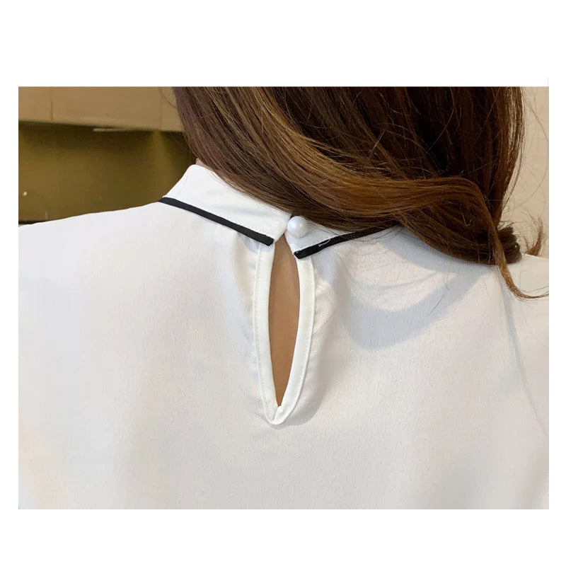 O-Neck Blue Chiffon Blouse Shirt Tops Women Short Sleeve Blouse Women-Dollar Bargains Online Shopping Australia
