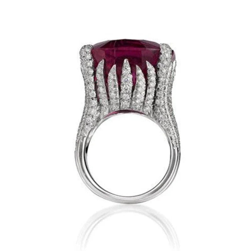 Luxury Sterling Silver Ring 3Ct Zircon Wedding Jewelry Rings Engagement for Women Girls Xmas Gift