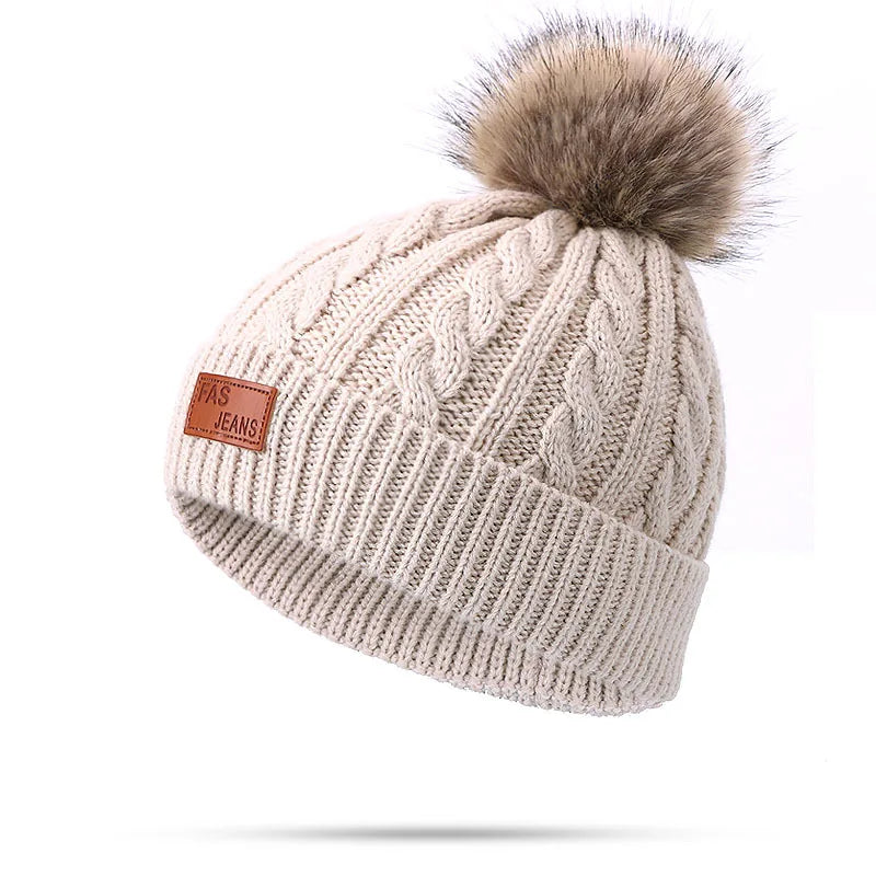 Warm Winter Baby Hats with Scarves for Kids Wool Pompom Baby Hat Children Bonnet Cap Boys Girls Knitted Scarf Gloves Beanie Caps-Dollar Bargains Online Shopping Australia