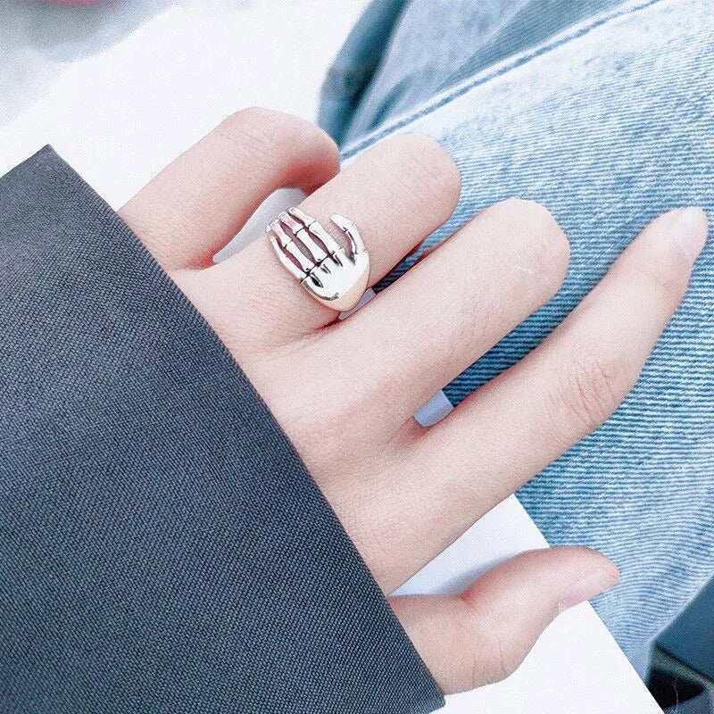 925 Sterling Silver Skeletal Hand Open Rings For Women Party Luxury Designer Jewelry-Dollar Bargains Online Shopping Australia