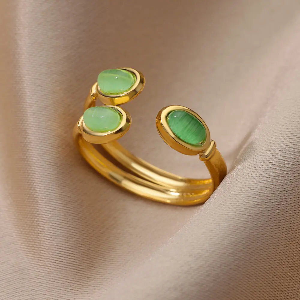 Opal Stone Rings For Women Vintage Wedding Open Adjustable Finger Ring Fashion-Dollar Bargains Online Shopping Australia