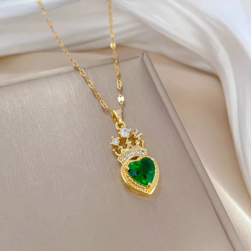 Luxurious Queen's Crown Necklace Exquisite and Versatile Stainless Steel Clavicle Chain-Dollar Bargains Online Shopping Australia