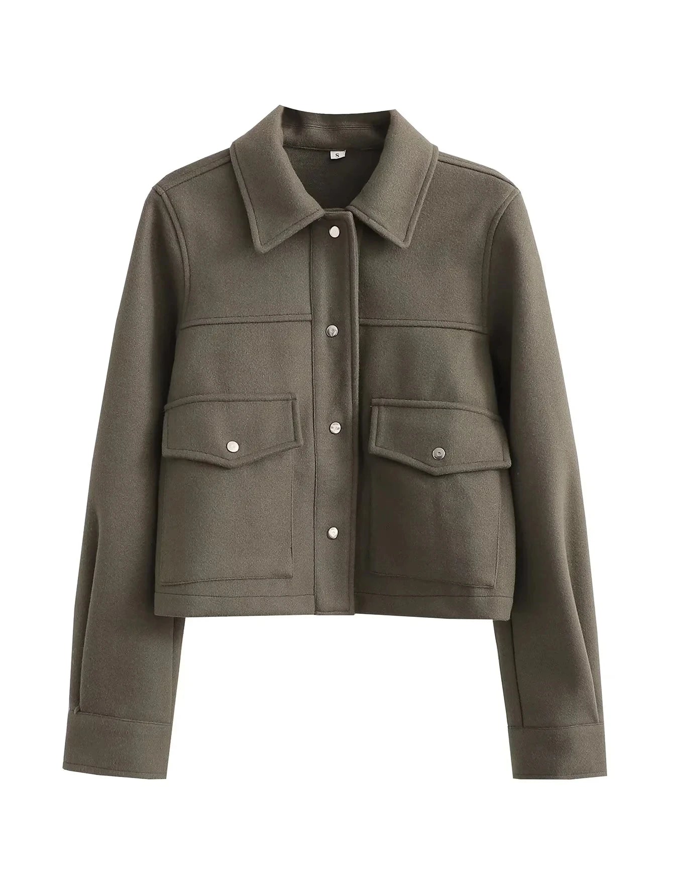 Jackets Womens Autumn Fashion Solid Front Pockets Button Long Sleeve Jacket Elegant Woman Casual Outerwear Coat-Dollar Bargains Online Shopping Australia