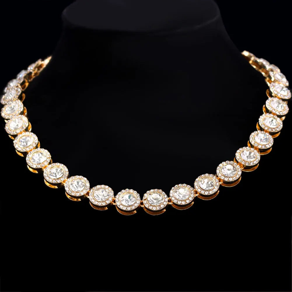 Bling Luxury Paved Crystal Heart Cuban Link Chain Necklace for Women Hip Hop Iced Out Round Square Tennis Chain Choker Jewelry-Dollar Bargains Online Shopping Australia