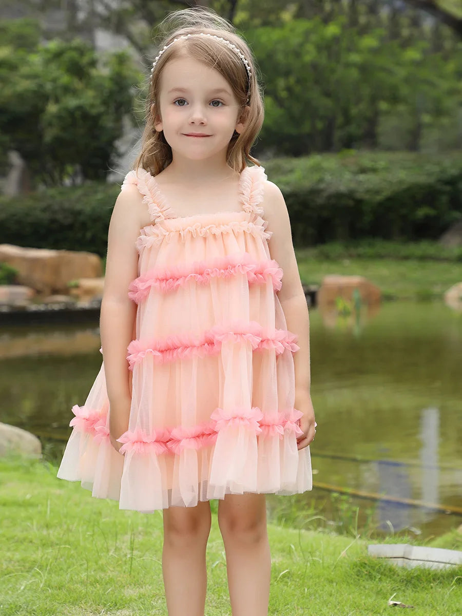 Girls Dresses Fluffy Mesh Halter Cake Puffy Dress Holiday Party Girls Clothing Cute Princess Frock-Dollar Bargains Online Shopping Australia