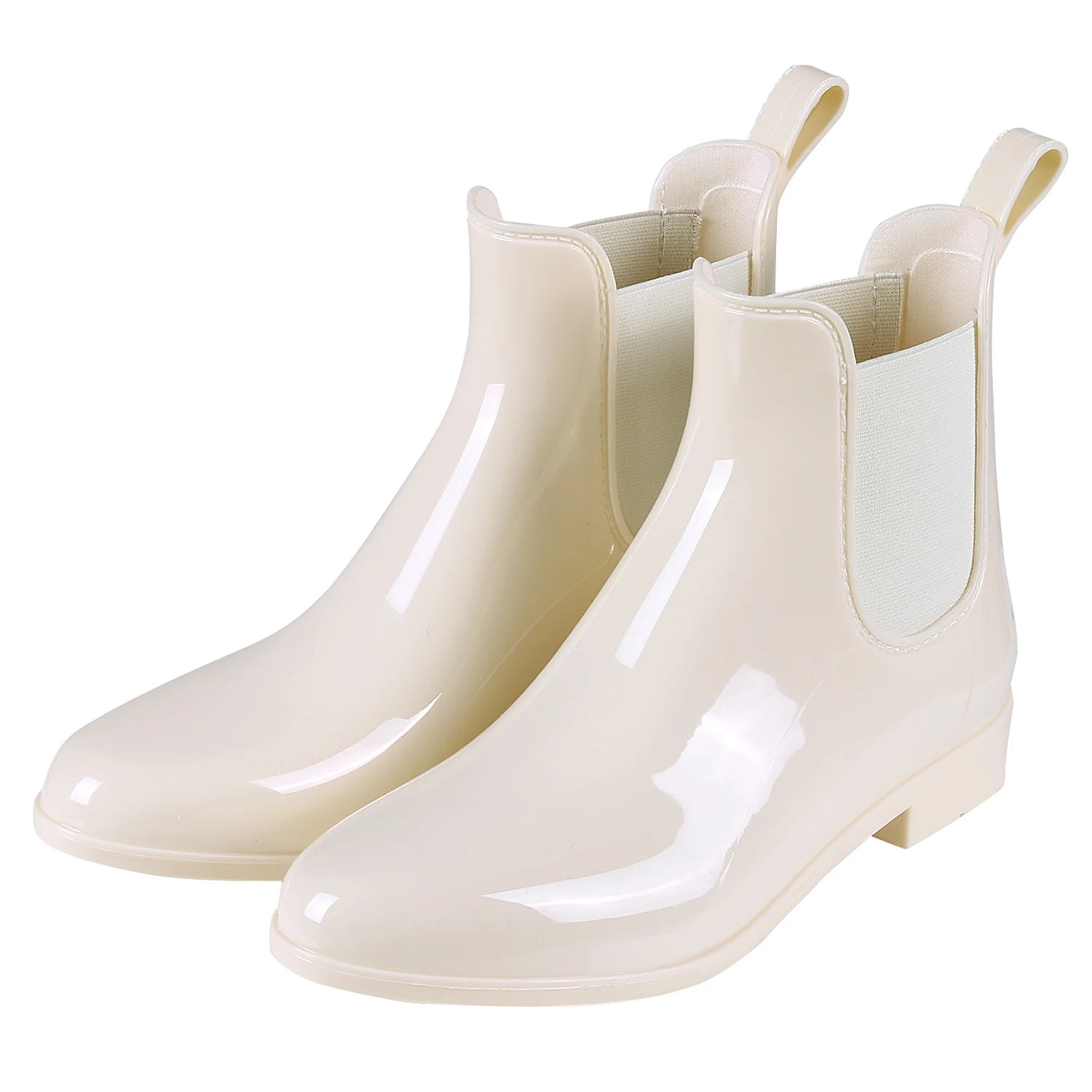 Women Chelsea Rain Boots Shiny Ankle Boots Waterproof Upper Toe Elastic Band Low Sole Fashion Non-slip Comfortable Boots-Dollar Bargains Online Shopping Australia