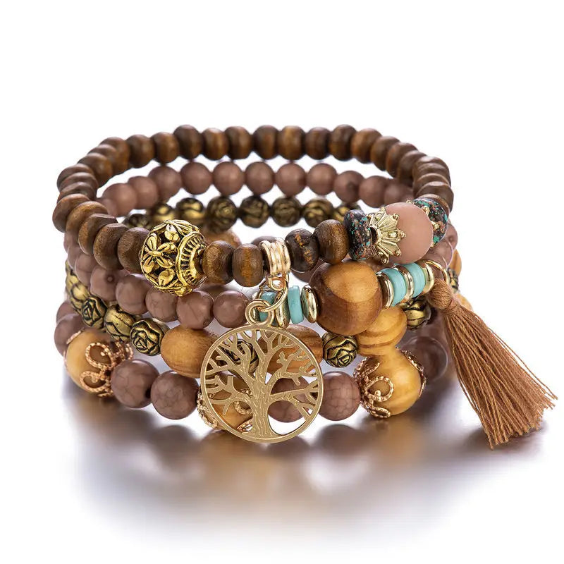 Fashion Retro Boho Multilayer Wood Beaded Bracelet Fairy Bangle Beads Bangles Women Bracelet Jewelry Gift Women's Jewelry Gifts-Dollar Bargains Online Shopping Australia