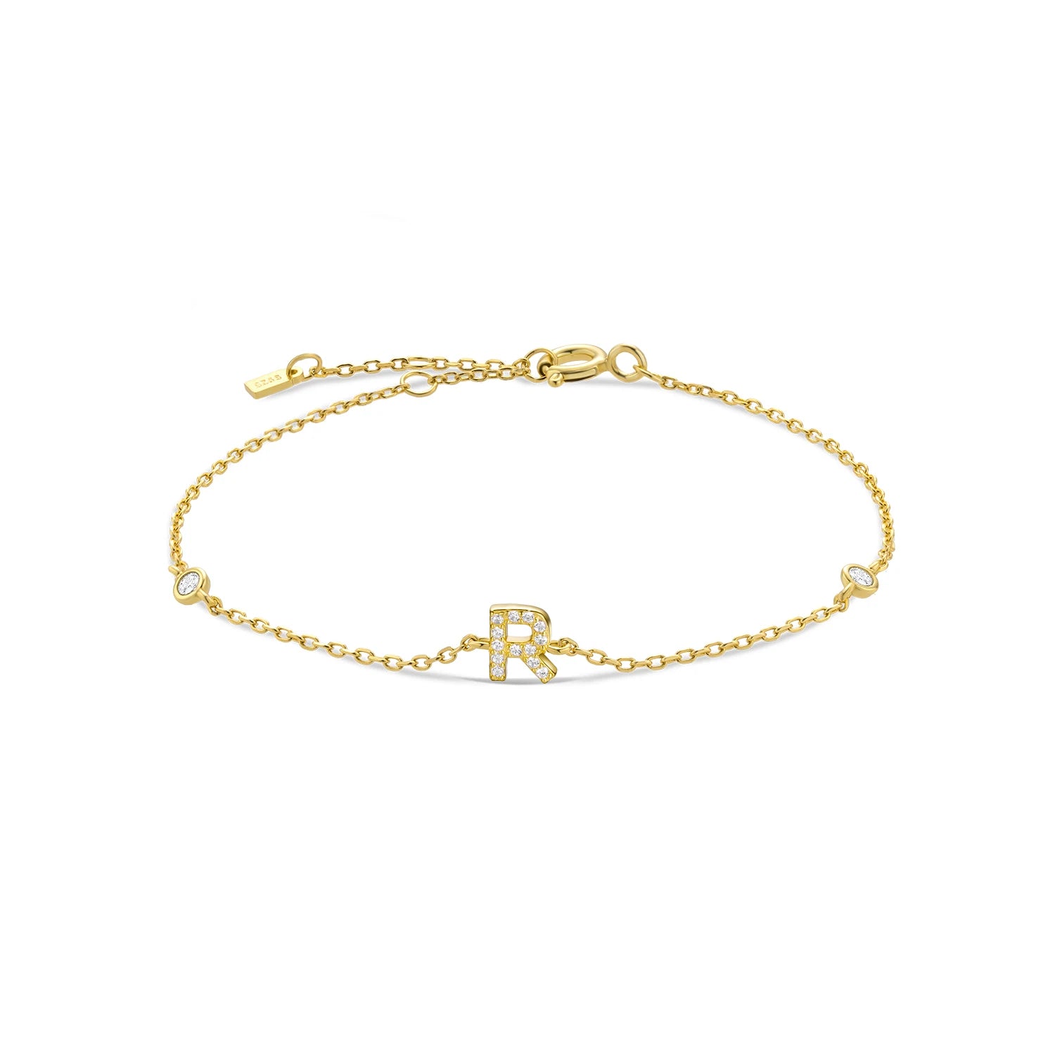 Silver Monogram Letter Initial Charm Chain Bracelet Luxury Wedding Crystal Fine Jewelry-Dollar Bargains Online Shopping Australia