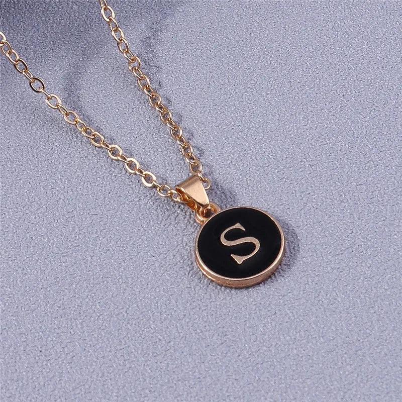 Name Initials Letter Pendant Necklace Enamel A-Z Alphabet Necklaces Girls Birthday Gifts Jewelry Accessories-Dollar Bargains Online Shopping Australia