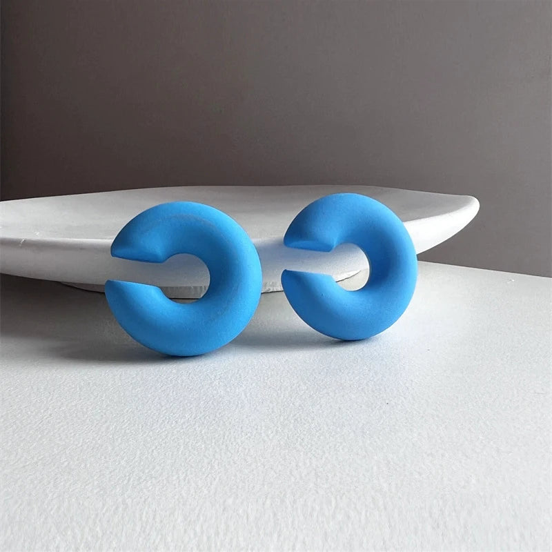 Round Circle Clip Earrings For Women C Shape Acrylic Red Blue Black Pink No Pierced Cartilage Lightweight Ear Cuff-Dollar Bargains Online Shopping Australia
