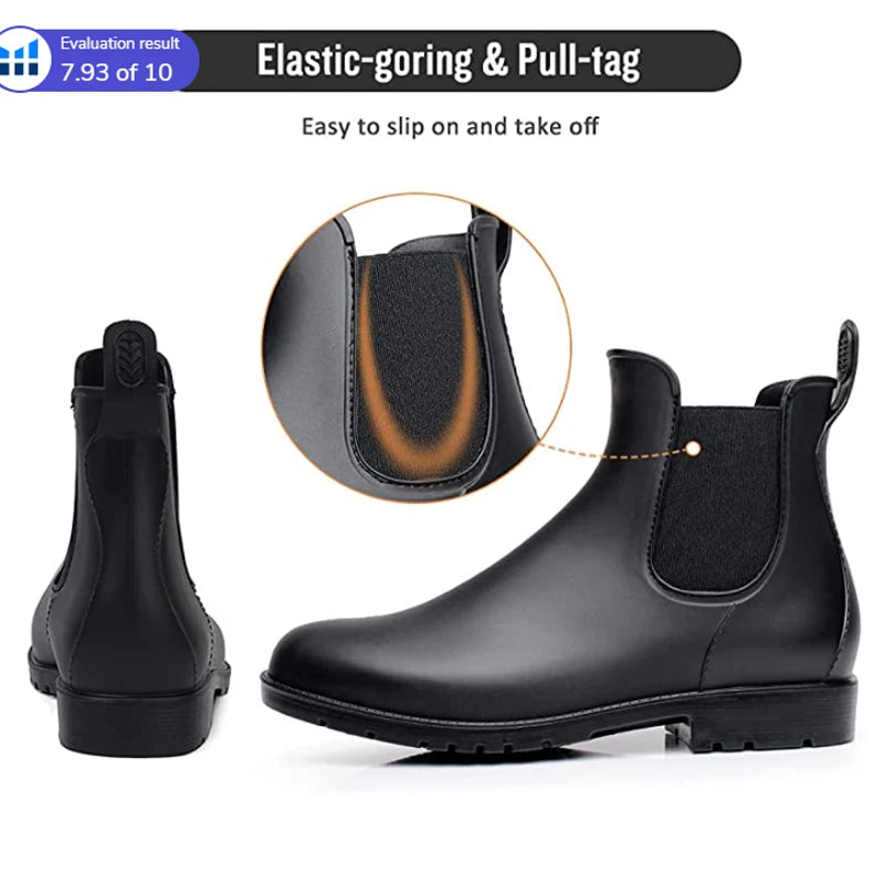 Women Chelsea Rain Boots Shiny Ankle Boots Waterproof Upper Toe Elastic Band Low Sole Fashion Non-slip Comfortable Boots-Dollar Bargains Online Shopping Australia