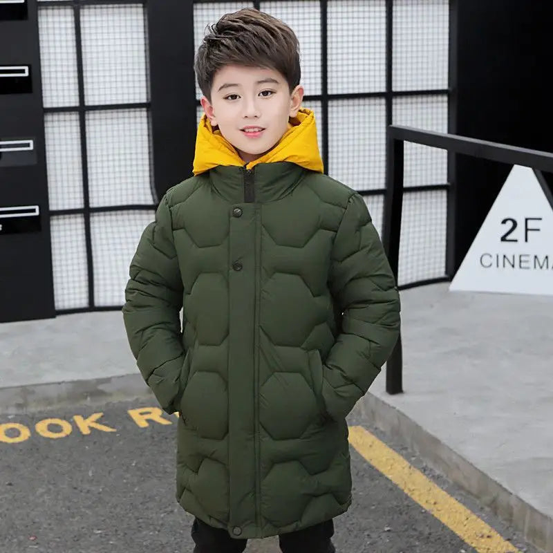 Jacket Autumn Winter Thicken Warm Teenager Kids Jackets Fashion Long Style Zipper Hooded Boys Coat-Dollar Bargains Online Shopping Australia