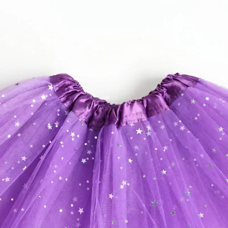 Kids Baby Star Glitter Dance Tutu Skirt For Girl Sequin 3 Layers Tulle Toddler Lace Pettiskirt Children Chiffon-Dollar Bargains Online Shopping Australia