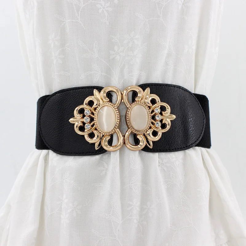 Women Waistband Elastic Wide Waist Belt Elegant Cinch Girdle Dress Sweater Coat Clothing