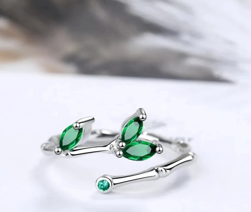 925 Sterling Silver Twig Green Leaf Rings For Women Luxury Designer Jewelry Accessorie Items With Free Shipping GaaBou Jewellery-Dollar Bargains Online Shopping Australia