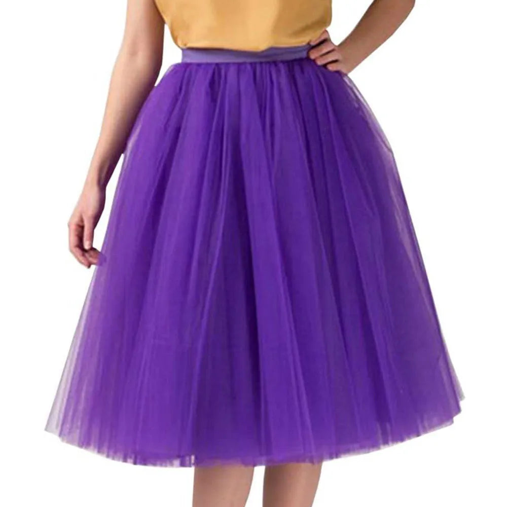 Women Tulle Skirt Pleated Gauze Knee Length Mesh A Line Skirt Adult Tutu Ballet Dancing Chic High Waist Party Skirts Fairy Style-Dollar Bargains Online Shopping Australia