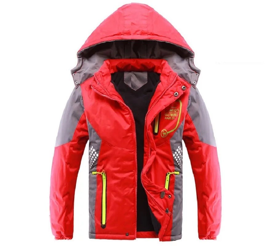 Waterproof Girls Boys Rain Jacket Patchwork Print Kids Outfits Fleece Child Coat Children Outerwear-Dollar Bargains Online Shopping Australia