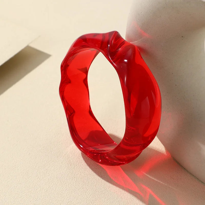 Transparent Resin Acrylic Bangles For Women Geometry Round Bangle Bracelets Charm Thick Simple Party Hand Jewelry-Dollar Bargains Online Shopping Australia