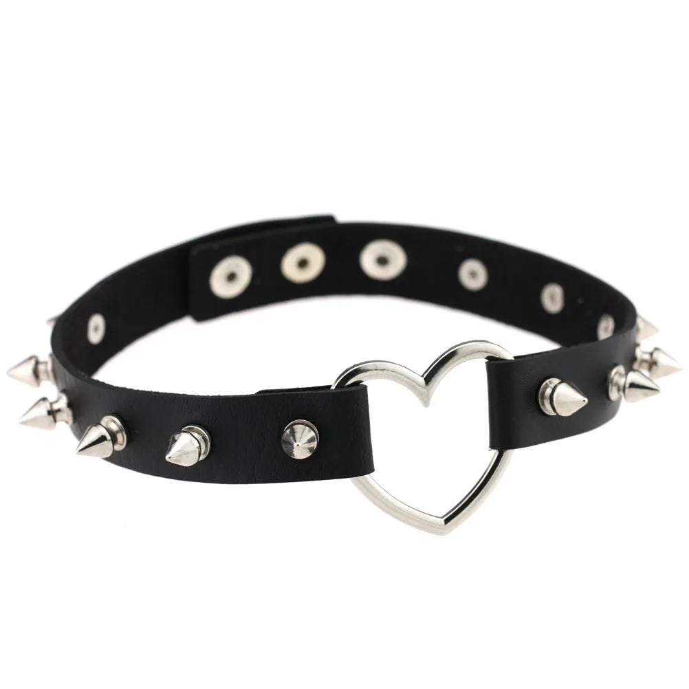 Harajuku Cosplay Rivet Punk Rock Gothi Women Collar Sexy PU Leather Heart Cross Spike Hip Hop Bondage Choker Jewelry-Dollar Bargains Online Shopping Australia