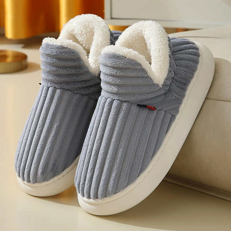 Unisex Home Men Cotton Slippers Casual Plush Shoes Warm Velvet Sneakers-Dollar Bargains Online Shopping Australia